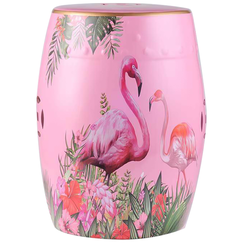 Керамический табурет Flamingo Tropical Animal Ceramic Stool Pink Розовый Зеленый в Санкт-петербурге | Loft Concept 