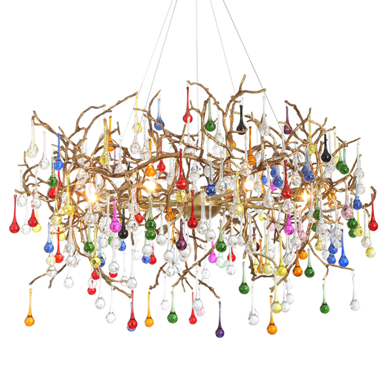 Люстра Droplet Chandelier Multicolor матовое золото Мульти в Санкт-петербурге | Loft Concept 