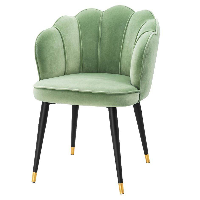 Стул Eichholtz Dining Chair Bristol pistache green Зеленый шалфей Черный Латунь в Санкт-петербурге | Loft Concept 