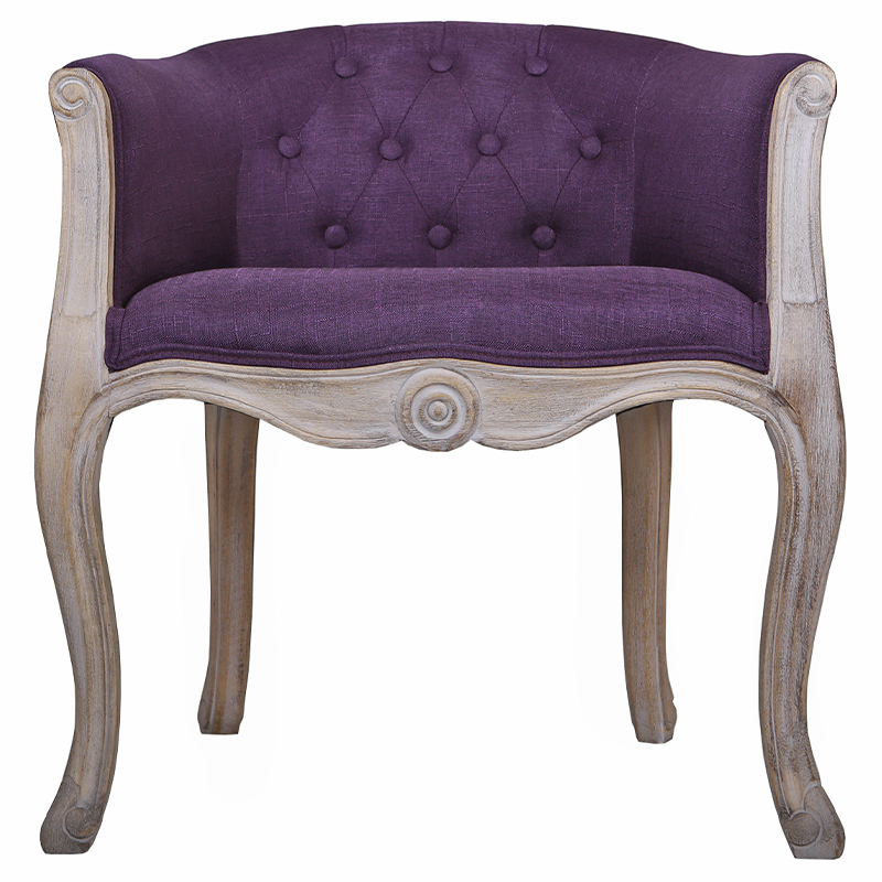 Кресло низкое в стиле прованс Louis French Armchair purple flax Фиолетовый Бежево-серый в Санкт-петербурге | Loft Concept 