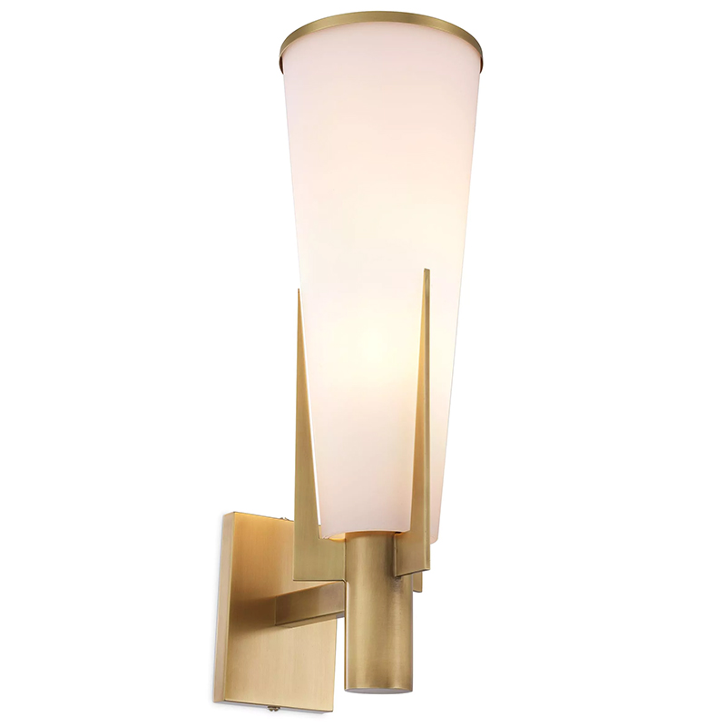 Бра Eichholtz Wall Lamp Dino Brass Латунь Белое матовое стекло в Санкт-петербурге | Loft Concept 