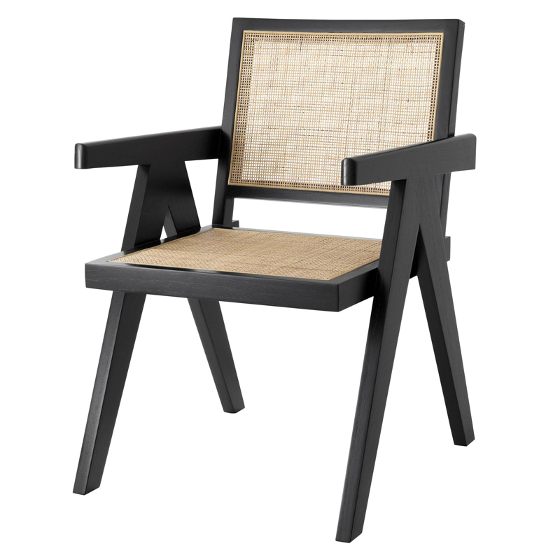 Стул Eichholtz Dining Chair Aristide black Черный Бежевый в Санкт-петербурге | Loft Concept 