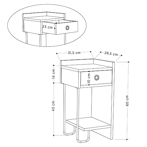 Прикроватная тумба белого цвета с ящиком и открытой полкой SIRIUS NIGHTSTAND RIGHT MODULE WHITE в Санкт-петербурге