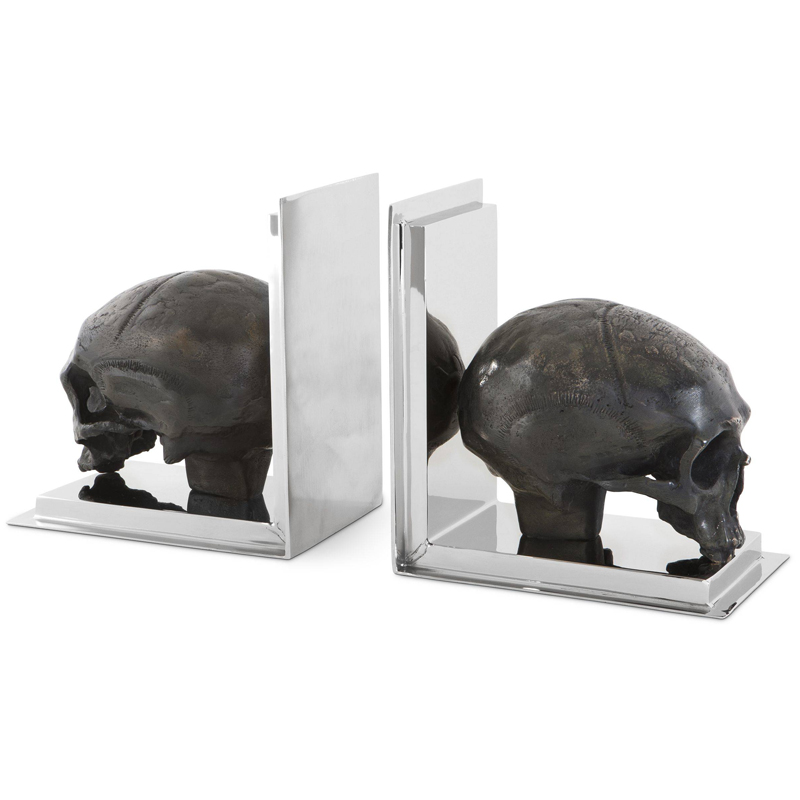 Держатель для книг Eichholtz Bookend Skull set of 2 Никель Винтажная латунь в Санкт-петербурге | Loft Concept 