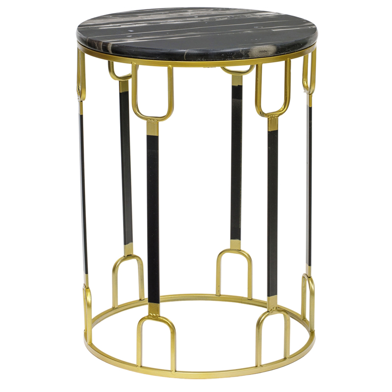 Приставной стол Dorius Side Table black marble high Латунь Черный Черный Мрамор Nero в Санкт-петербурге | Loft Concept 