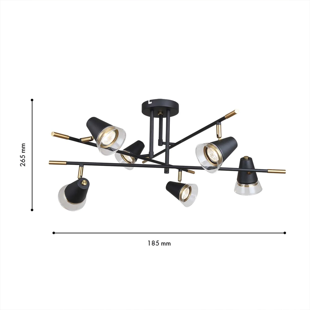 Потолочный светильник с конусообразными плафонами с контрастным сочетанием бронзы и глубоким черным цветом Aurika в Санкт-петербурге