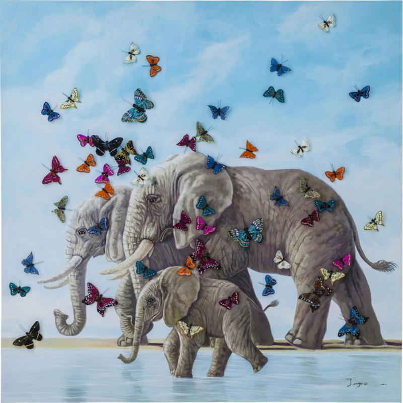 Картина Elephants with Butterflies painting  Мульти в Санкт-петербурге | Loft Concept 