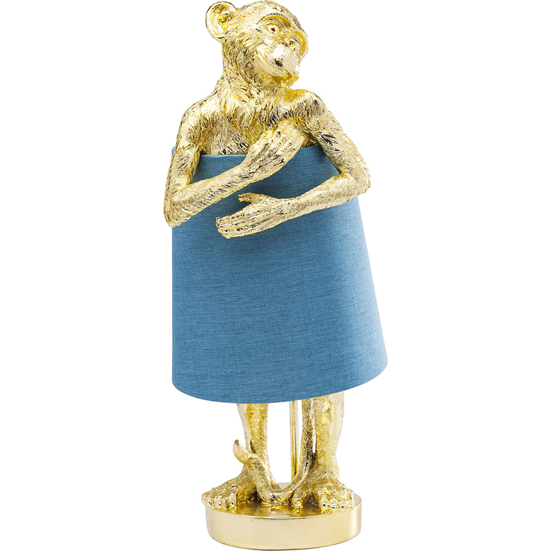 Настольная лампа Golden Monkey Hugging Lampshade Золотой Светло-синий в Санкт-петербурге | Loft Concept 