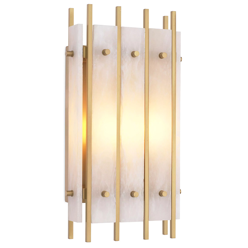 Бра Eichholtz Wall Lamp Sparks S Alabaster Латунь Бежевый Белый Мрамор Bianco в Санкт-петербурге | Loft Concept 