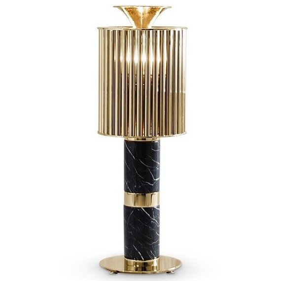 Настольная лампа Donna Table Light in Brass with Black Marble Base Глянцевое золото Черный Мрамор Nero в Санкт-петербурге | Loft Concept 