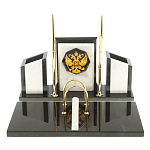 Настольный письменный набор из мрамора и змеевика с гербом России Marble Accessory варинант исполнения - 1 | Loft Concept в Санкт-петербурге