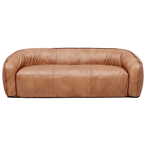 Трехместный диван с кожаной обивкой коричневый Coste Leather Sofa