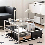 Дизайнерский журнальный стол квадратный с полками Akydy варинант исполнения - 3 | Loft Concept в Санкт-петербурге
