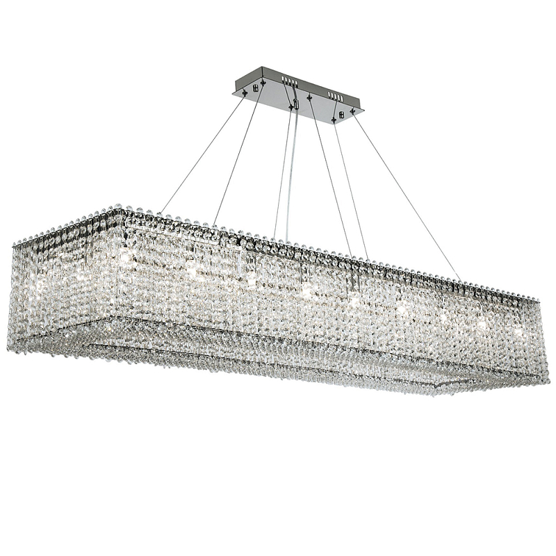 Прямоугольная люстра с хрустальными подвесками Crystal Art Chrome Rectangular Chandelier Хром Прозрачный в Санкт-петербурге | Loft Concept 