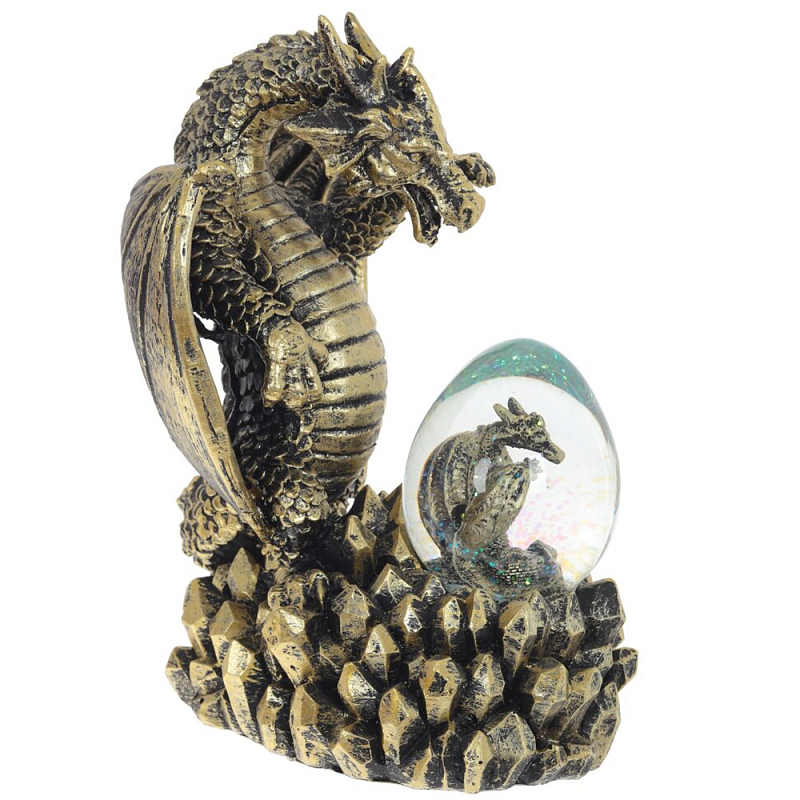 Декоративная статуэтка Дракон и стеклянное яйцо Dragon and Glass Egg Gold Black Золотой Черный Прозрачное Стекло в Санкт-петербурге | Loft Concept 