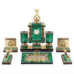 Настольный письменный набор из малахита и долерита с декором в виде герба России Leader Organizer варинант исполнения - 1 | Loft Concept в Санкт-петербурге