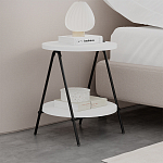 Стол приставной с 2-мя круглыми белыми столешницами ESSEL SIDE TABLE WHITE варинант исполнения - 7 | Loft Concept в Санкт-петербурге
