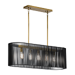 Люстра подвесная овальной формы с металлическим решетчатым абажуром матово-черного цвета и 5 лампами Kichler варинант исполнения - 2 | Loft Concept в Санкт-петербурге