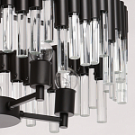 Люстра круглая из матового черного металла с подвесками из прозрачных стеклянных трубок Noir Tubes варинант исполнения - 5 | Loft Concept в Санкт-петербурге