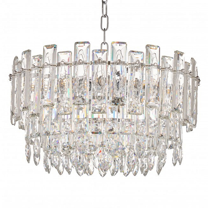 Круглая люстра с хрустальными подвесками на серебряном каркасе Gorgeous Crystal Light Хром Прозрачный Круглая люстра с хрустальными подвесками на серебряном каркасе Gorgeous Crystal Light Хром Прозрачный в Санкт-петербурге | Loft Concept