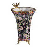 Ваза из фарфора черная с цветочной росписью и бронзовой стрекозой Spring Garden варинант исполнения - 2 | Loft Concept в Санкт-петербурге