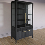 Витрина Primo со стеклянными фасадами и буфетом шпон Черный дуб варинант исполнения - 3 | Loft Concept в Санкт-петербурге