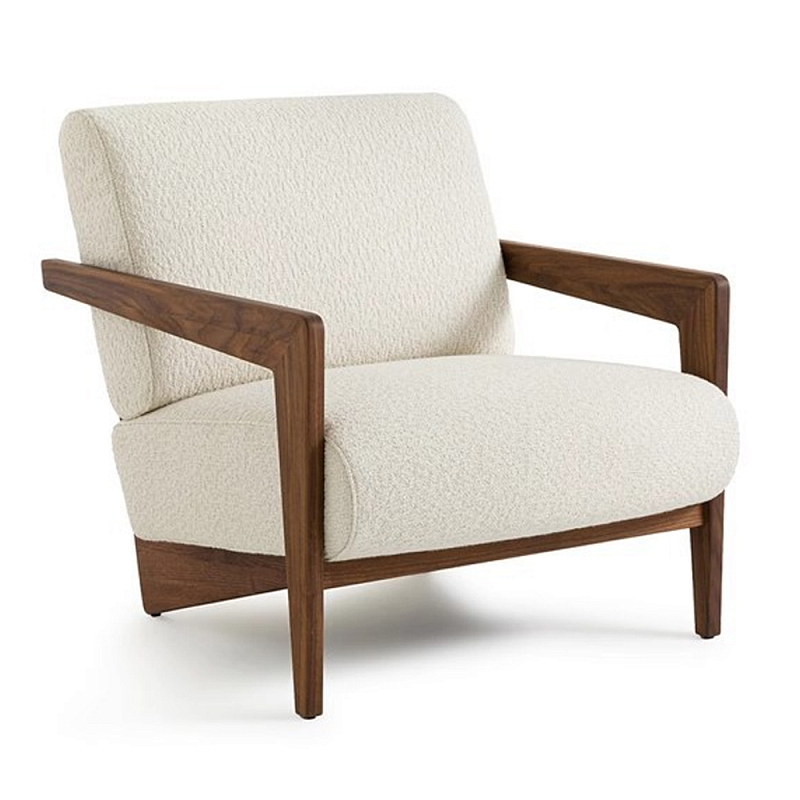 Кресло с обивкой из белого букле Armchair White Boucle Коричневый Белый Кресло с обивкой из белого букле Armchair White Boucle Коричневый Белый в Санкт-петербурге | Loft Concept