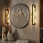 Бра вертикальное черного цвета с золотыми кругами и квадратами Gravyura варинант исполнения - 6 | Loft Concept в Санкт-петербурге