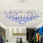 Люстра овальная с синими стеклянными подвесками в форме капель FAIRYTREE Light варинант исполнения - 4 | Loft Concept в Санкт-петербурге