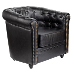 Кресло кожаное с мягкими подлокотниками на 4-х деревянных ножках Logan Leather Armchair black варинант исполнения - 1 | Loft Concept в Санкт-петербурге