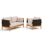 Садовый диван из тикового дерева и веревок Оreon варинант исполнения - 6 | Loft Concept в Санкт-петербурге