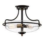 Потолочный светильник со стеклянным плафоном на изогнутых кронштейнах Quoizel  варинант исполнения - 15 | Loft Concept в Санкт-петербурге