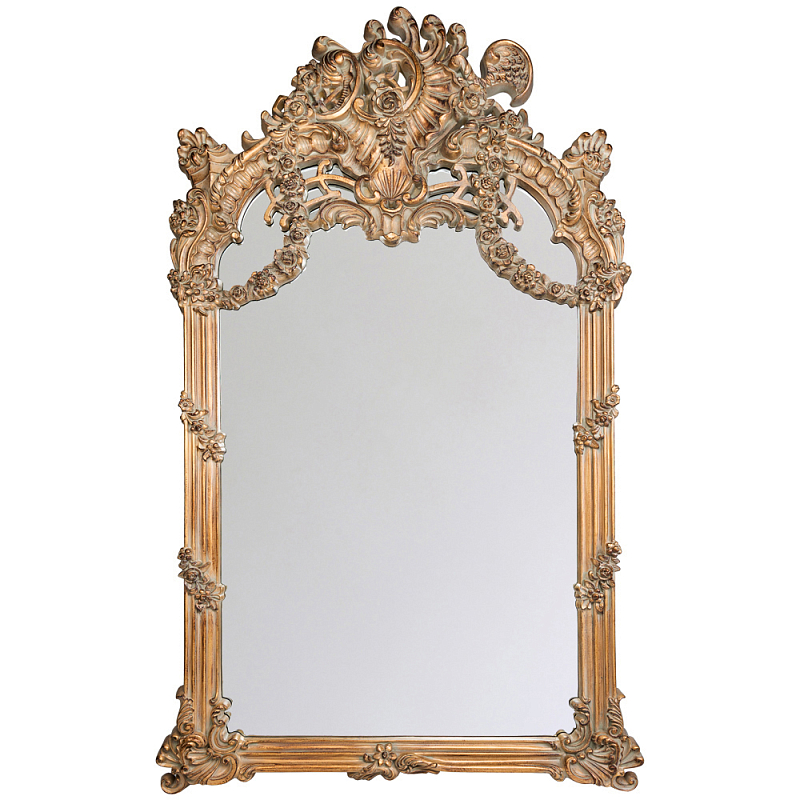 Зеркало настенное в ажурной раме с эффектом старины Classic Ornament Mirror Светло-коричневый  в Санкт-петербурге | Loft Concept 