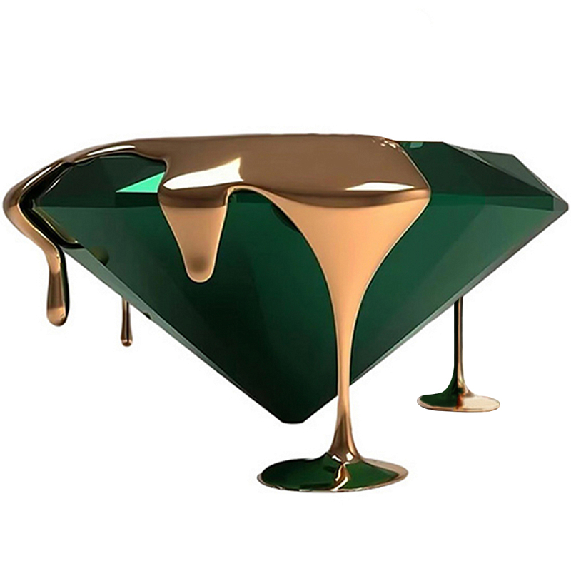 Кофейный стол Green Diamond Coffee Table Зеленый Изумрудный Медь в Санкт-петербурге | Loft Concept 