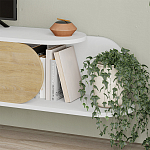 ТВ-тумба подвесная белая с полкой и откидной дверцей цвета древесины TONE TV STAND WHITE варинант исполнения - 4 | Loft Concept в Санкт-петербурге