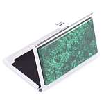 Визитница карманная металлическая с накладкой из натурального камня Малахит Stone Business Card Holders  варинант исполнения - 2 | Loft Concept в Санкт-петербурге