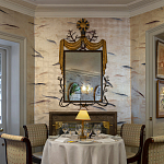 Обои ручная роспись Fishes Blue Pearl on Tarnished Silver gilded silk with pearlescent antiquing варинант исполнения - 6 | Loft Concept в Санкт-петербурге