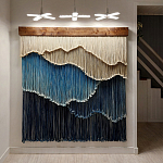 Текстильный Арт-объект на стену ручной работы из веревок Blue Mountains варинант исполнения - 2 | Loft Concept в Санкт-петербурге