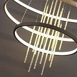 Люстра подвесная с 3-мя круглыми подвесами в черном и золотистом цвете и вертикальными подвесками Ring Horizontal варинант исполнения - 3 | Loft Concept в Санкт-петербурге