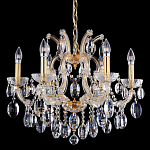 Люстра подвесная с 6-ю лампочками и прозрачными хрустальными подвесками на основании золотого цвета Crystal lamps варинант исполнения - 1 | Loft Concept в Санкт-петербурге