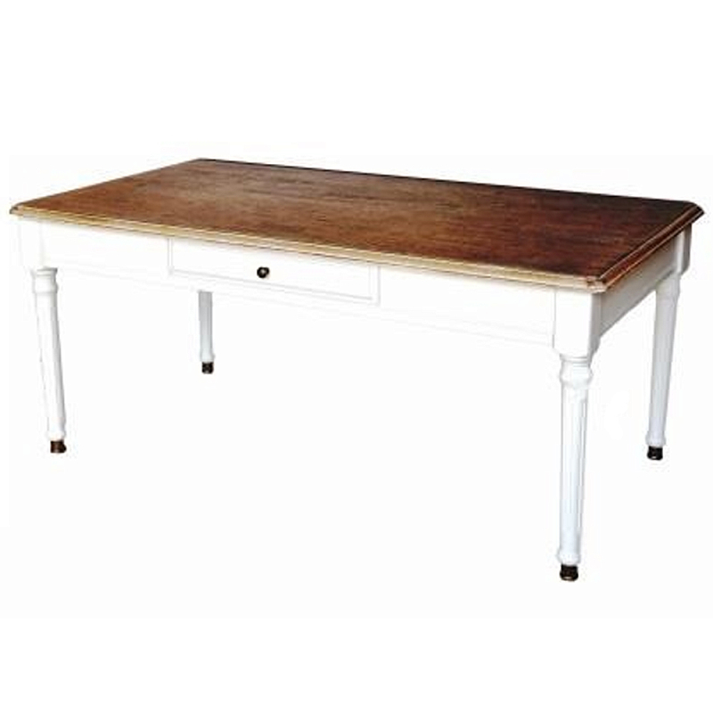 Журнальный стол в стиле прованс с ящиком Larue Montmartre Provence Coffee Table Темный дуб Белый в Санкт-петербурге | Loft Concept 