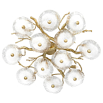 Потолочная люстра круглая ветвистыми бронзовыми элементами и стеклянными рифлеными дисками Textured Glass Chandelier варинант исполнения - 1 | Loft Concept в Санкт-петербурге