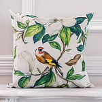 Декоративная подушка бежевая с изображением птица в саду Blooming Birds варинант исполнения - 2 | Loft Concept в Санкт-петербурге