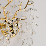 Бра золотого цвета с декоративными ветвями и прозрачными подвесками в форме листьев Droplet Chandelier варинант исполнения - 6 | Loft Concept в Санкт-петербурге