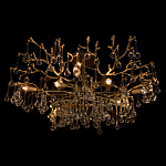 Потолочная люстра в виде ветвей деревьев золотого цвета с прозрачными подвесками-каплями Droplet Chandelier варинант исполнения - 4 | Loft Concept в Санкт-петербурге