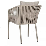 Стул серо-бежевый с декоративным плетением на спинке и подлокотниках Chair Weave варинант исполнения - 5 | Loft Concept в Санкт-петербурге