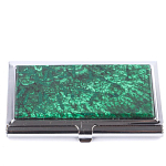 Визитница карманная металлическая с накладкой из натурального камня Малахит Stone Business Card Holders  варинант исполнения - 1 | Loft Concept в Санкт-петербурге