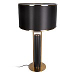 Настольная лампа с чёрным тканевым абажуром и металлическим корпусом золотого цвета Golden Arc варинант исполнения - 2 | Loft Concept в Санкт-петербурге