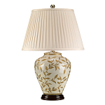 Настольная лампа с фарфоровым основанием бежевого цвета с рисунком и плиссированным абажуром на темной подставке Elstead Lighting варинант исполнения - 6 | Loft Concept в Санкт-петербурге