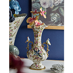 Ваза белого цвета из фарфора с цветочным рисунком и бронзовыми ручками с фигурками птиц Eden Garden porcelain and bronze варинант исполнения - 2 | Loft Concept в Санкт-петербурге